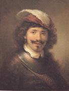Govert flinck A young Man with a eathered cap and a gorgert (mk33) oil painting artist